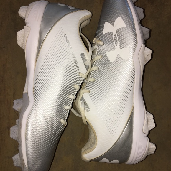 UA Leadoff Low RM Cleats White Silver Men Sz 9.5 - Picture 5 of 16